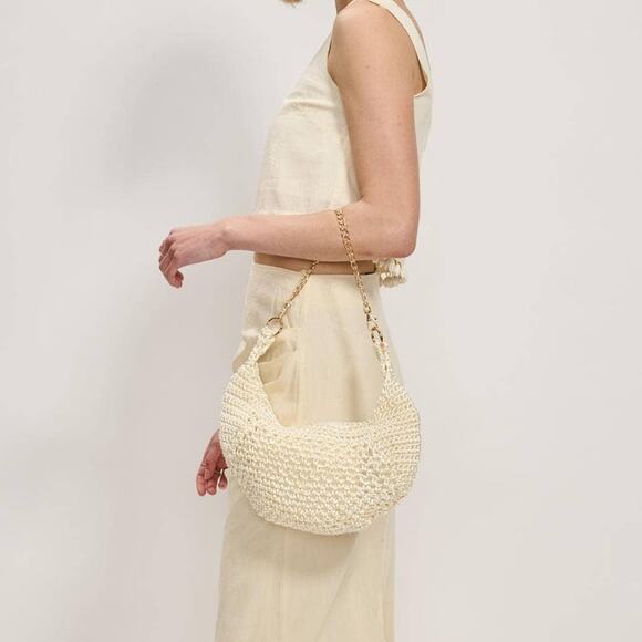 Soft Woven Soraya Chain Strap Shoulder Bag Ivory - Picture 8 of 8